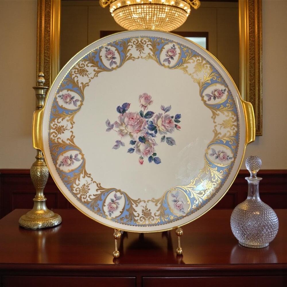 Porcelain AK Kaiser 12.5” Cake Plate with Rose Motif